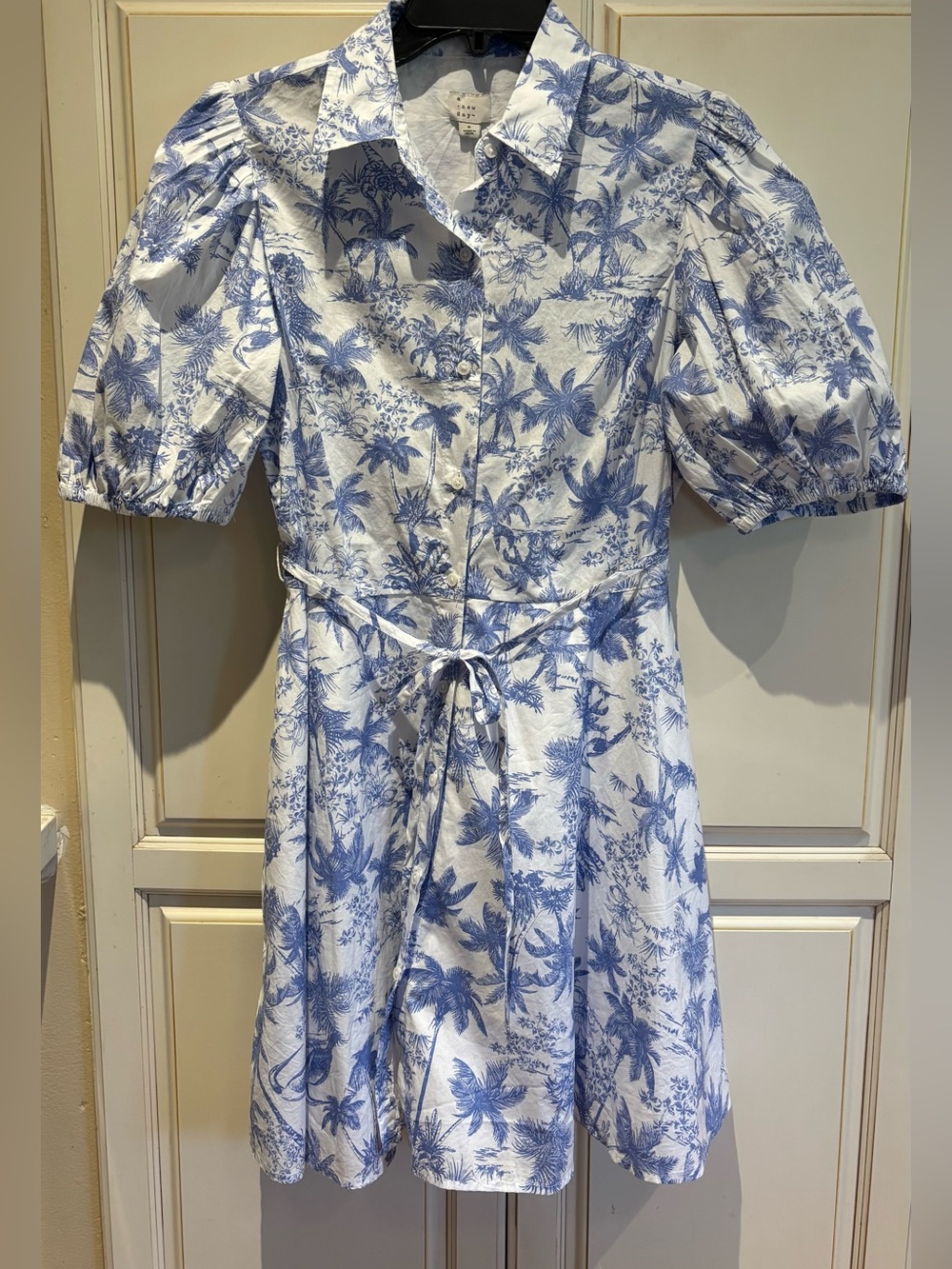 NWT a new day dress size S blue and white 100% Cotton + pockets